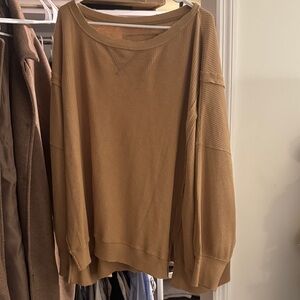 Women’s AE Waffle-Knit Long Sleeve Sweater - Camel
